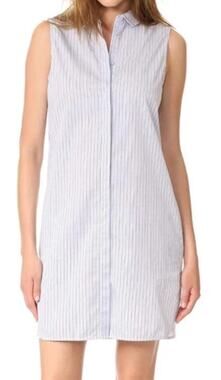 Equipment NWT Blue White Stripe Janna Sleeveless Button Up Preppy Shirt Dress M